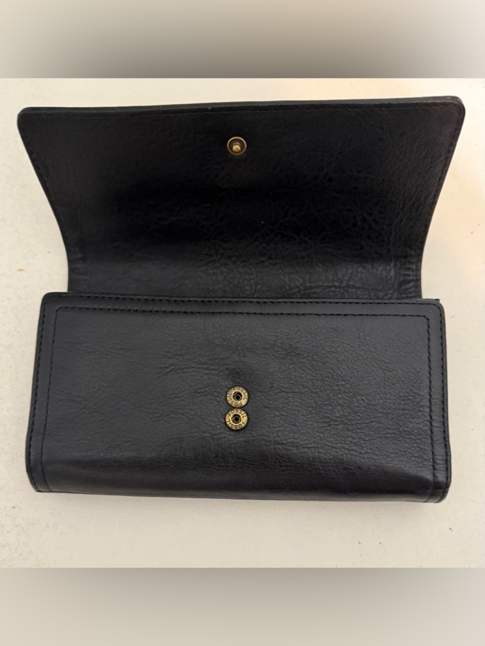 Fossil Logan Black Leather Wallet Women’s Trifold - Picture 8 of 16
